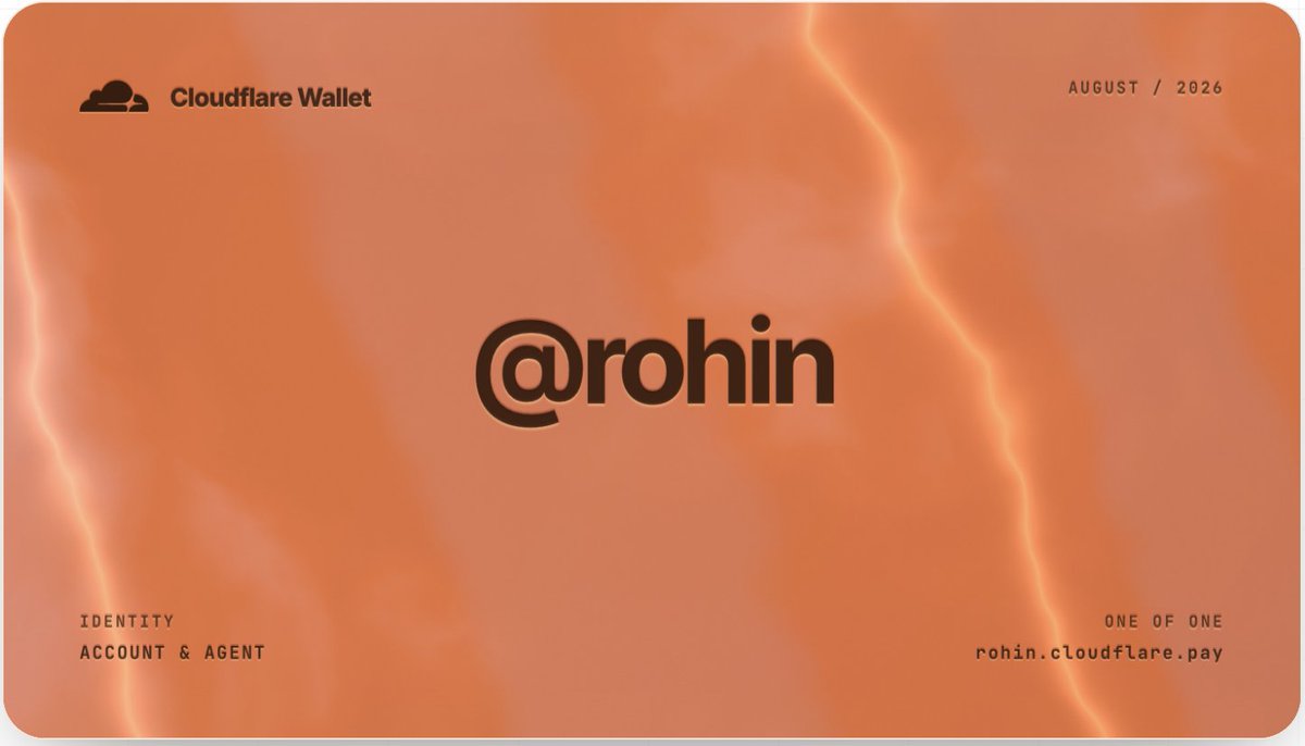 rohinlohe's tweet photo. Agents need compute, storage, skills, and... WALLETS. Visit https://t.co/u3FNfLu56j (right now) and reserve your Cloudflare Wallet handle. https://t.co/GunbFvff7X