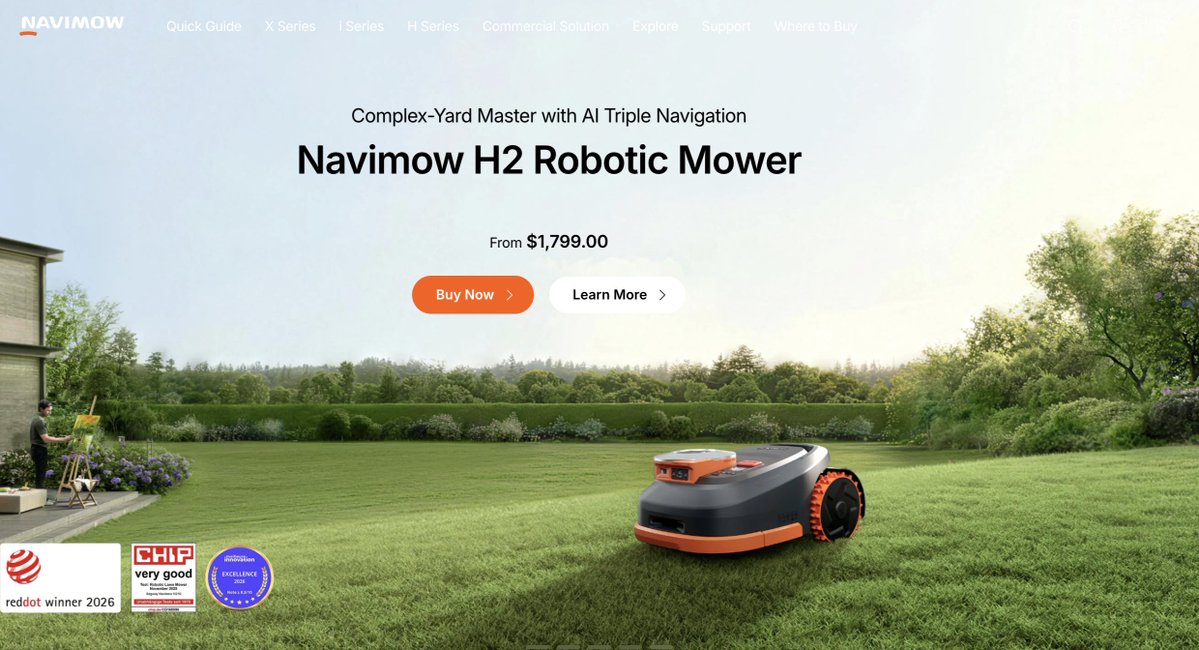 worldoftech_79's tweet photo. Never mow your lawn again 🌱🤖

Navimow uses AI VisionFence + wire-free GPS to auto-mow, dodge obstacles &amp; climb 40° slopes — all from your phone.

Quiet enough to run at night. 🔇

👉 https://t.co/wTMETARMyj

#Navimow #SmartHome #AITech https://t.co/2CPhZAWJiJ