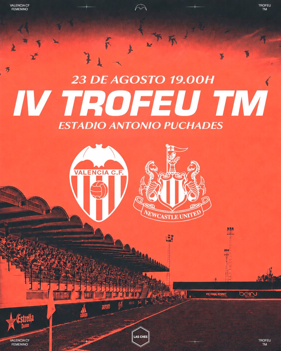 _LasChes's tweet photo. IV TROFEO TM

El domingo 23 a las 19h en el Estadio Antonio Puchades será el partido del Trofeo TM que enfrentará el @VCF_Femenino contra el Newcastle.

A las 18:30h será la presentación de la plantilla.

El acceso será gratuito hasta completar aforo. https://t.co/VBA0MASbFe