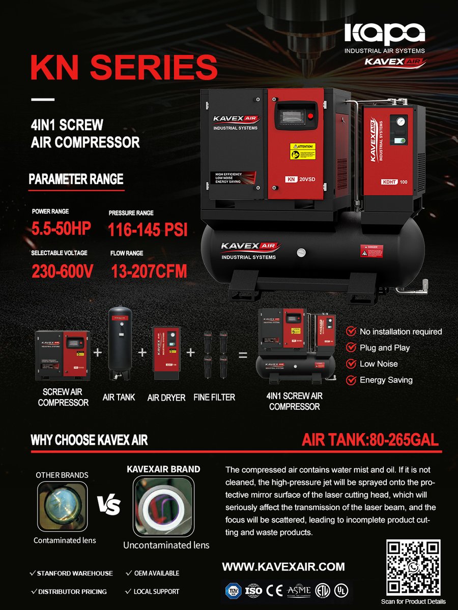KapaAir's tweet photo. 💡 Say Goodbye to Damaged Laser Lenses & Downtime!
🚢 US Local Support Available!
Stock ready in our Stanford Warehouse! Enjoy Distributor Pricing, OEM customization, and full international certification compliance
#AirCompressor #LaserCutting #IndustrialMachinery #KavexAir https://t.co/1cGsohgIhi