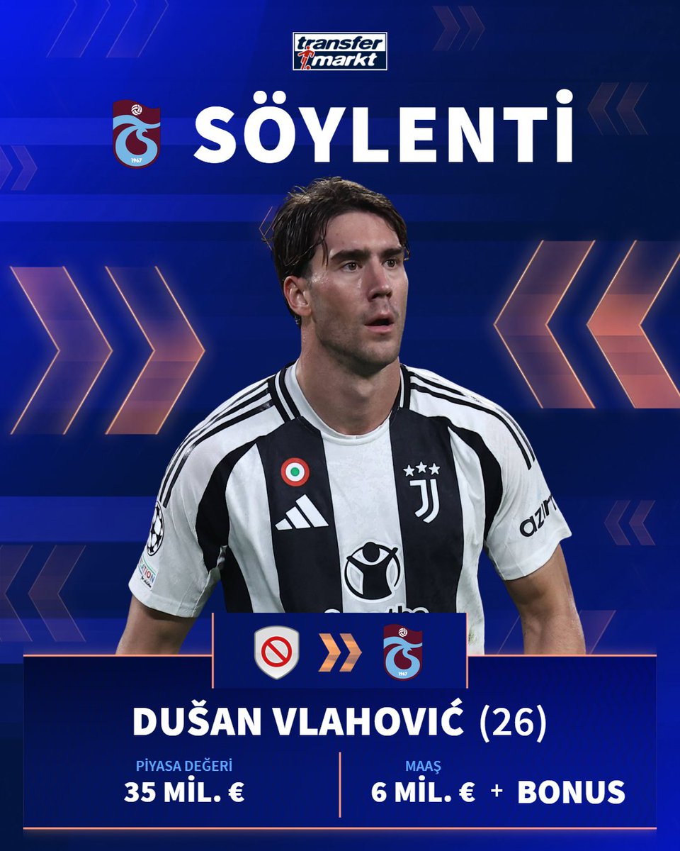 TMtr_news's tweet photo. ☎️ Trabzonspor, Dusan Vlahović için devreye girdi!

💰 Bordo-mavililerin, bonservisi elinde bulunan Sırp golcüye yıllık 6 mil. € + bonuslar içeren ön teklif sunduğu belirtiliyor.

📎 Yunus Emre Sel

➡️ https://t.co/WDVwzuhE9i https://t.co/om3D5tbp5v