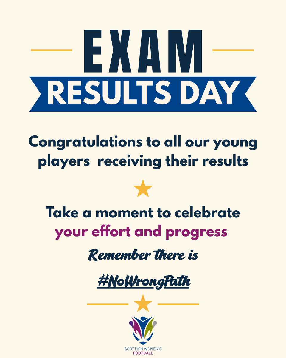 ScotWFootball's tweet photo. To all our young players receiving their results today: Well done!
And we all know what a bad result feels like! Expert careers advisers can help you explore your options. The @skillsdevscot
Results Helpline is available from 8am – 8pm today on 0808 100 8000 #BeTheDifference https://t.co/ypG1Pf6NMf