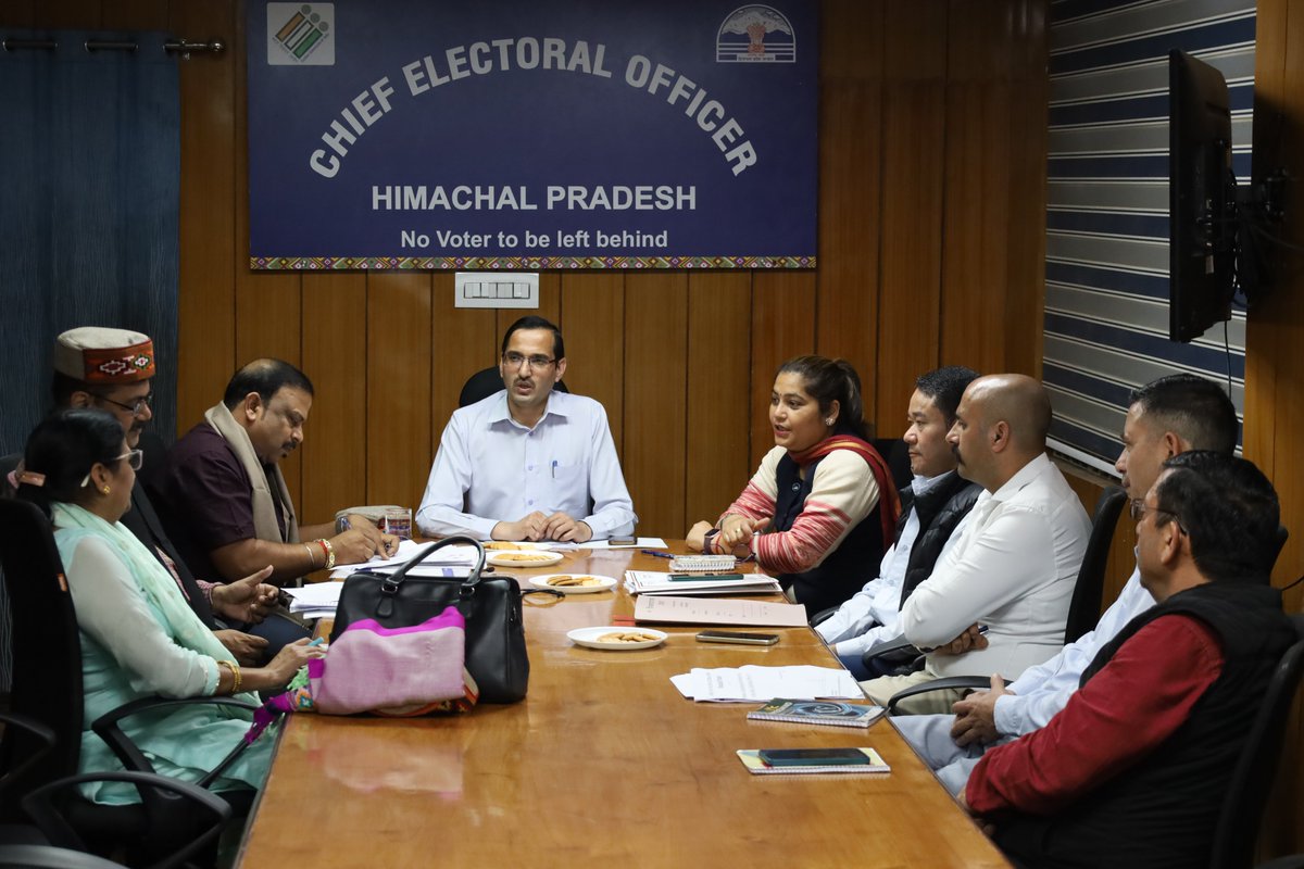 hpelection's tweet photo. A review meeting was held today with officials of the Election Commission of India to assess the administrative and financial set-up of the Office of the Chief Electoral Officer, #HP. https://t.co/MiazLh16Zq
