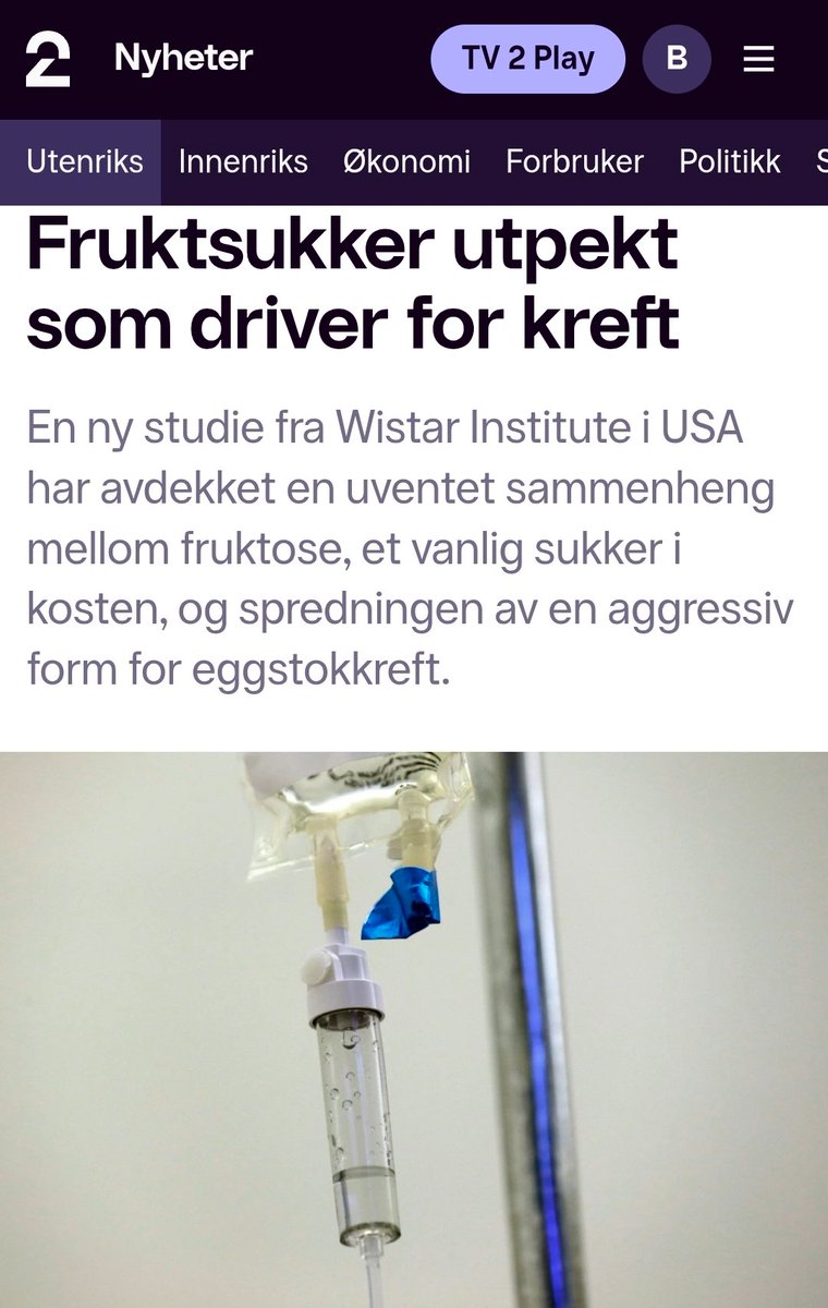 Bardar11's tweet photo. Uventet?

For hvem?

Kreftceller næres jo primært av sukker, gjør de ikke?

Kutt sukker, øk sjansene for et langt liv.

Men ikke si det høyt, da blir du angitt til myndighetene. https://t.co/5qhlosx1aA