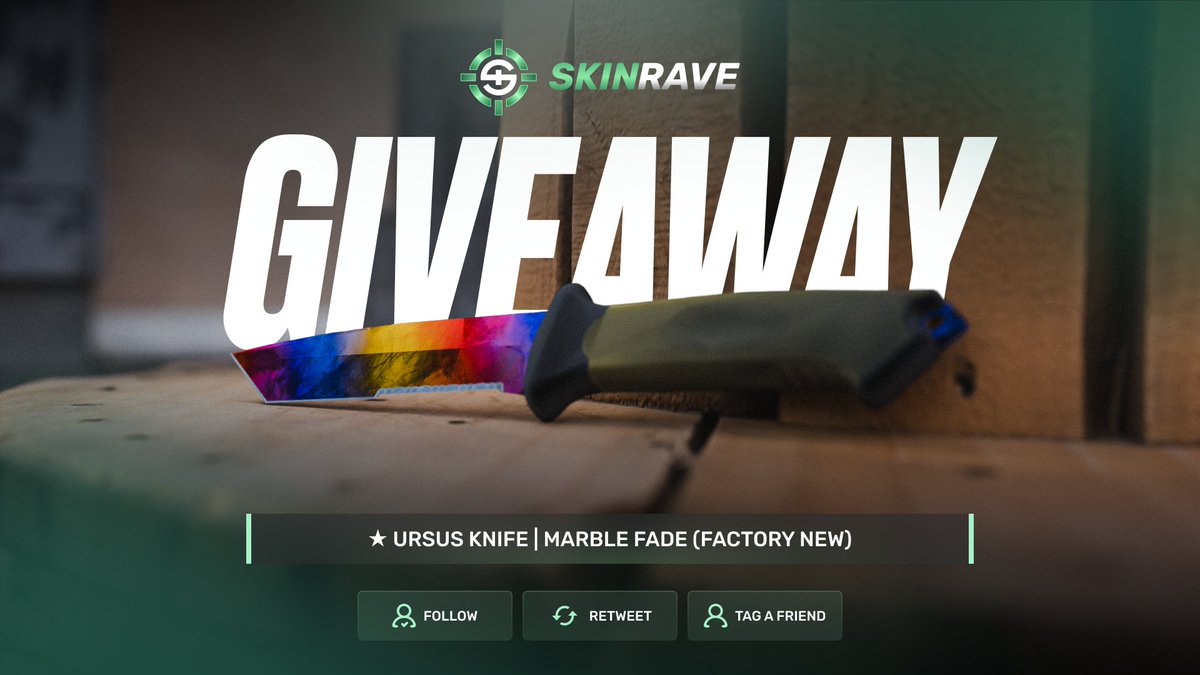 skinravegg's tweet photo. 🎁URSUS KNIFE | MARBLE FADE (Factory New)

✅ To enter:
1️⃣ Follow + Retweet
2️⃣ Comment your SkinRave ID
3️⃣ Tag a Friend

🗓️ Winner will be picked live on kick this Saturday 5PM GMT!
📺 https://t.co/kKup7GEfi0
💵 Good Luck!

#CS2 #GIVEAWAY https://t.co/JC2bE1TqaR
