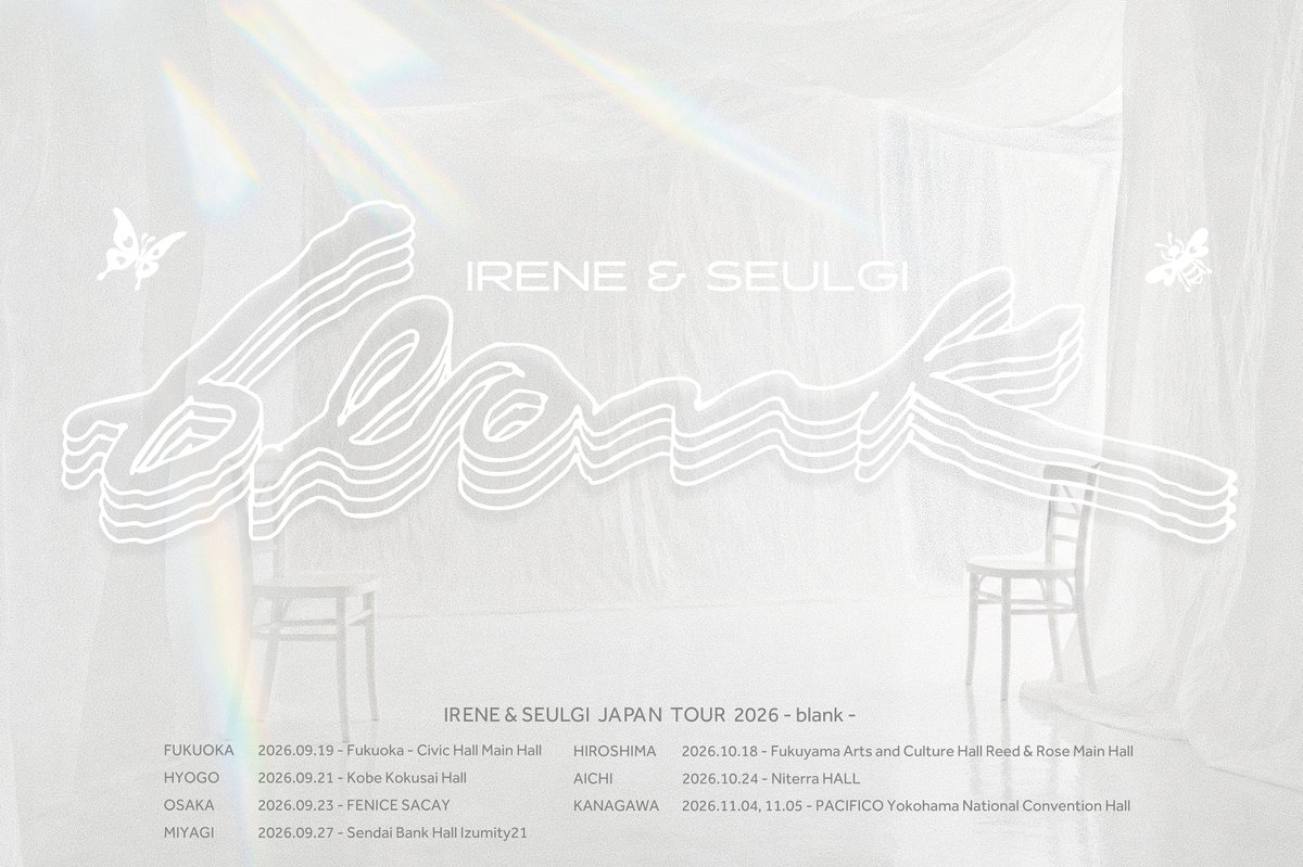 Red_VelvetJP's tweet photo. 『IRENE &amp; SEULGI JAPAN TOUR 2026 -blank-』

📣8月4日(火)18:00より、オフィシャル先行受付開始！

🎟https://t.co/bancyaJUji

#RedVelvet_IRENE_SEULGI
#IRENE #SEULGI
#RedVelvet
#IRENE_SEULGI_JAPAN_TOUR_2026_blank https://t.co/lgQ4pskEPq