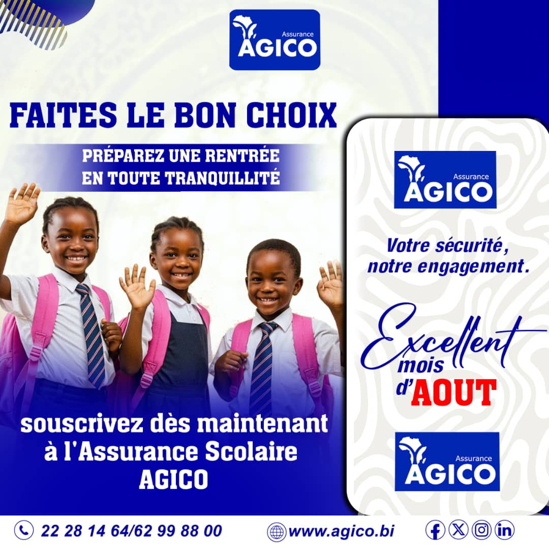 agicoburundi's tweet photo. Excellent début de mois à toutes et à tous !
Ce mois-ci, Assurance AGICO met à l'honneur l'Assurance Scolaire.
〽️À l'approche de la rentrée, offrez à vos enfants la protection qu'ils méritent.
🔅Restez connectés pour découvrir cette offre tout au long du mois.
#Agico Burundi https://t.co/QYSml0IrTp