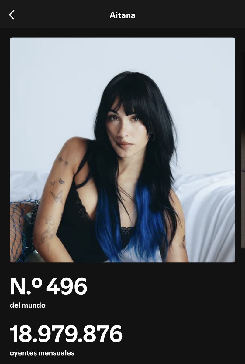 pastaitana's tweet photo. Aitana ingresa en el top 500 artistas más escuchados en el mundo, en el puesto #496 ⭐️ https://t.co/HoK9pnjPG7