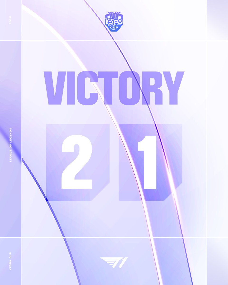 T1LoL's tweet photo. [KeSPACUP 2026 vs HLE]

하나된 마음으로 거둔 승리 ,다음 목표를 향해 계속 나아가겠습니다.
A victory earned as one. Moving forward to the next goal.

#TogetherAs1 https://t.co/rQsL19xhCg