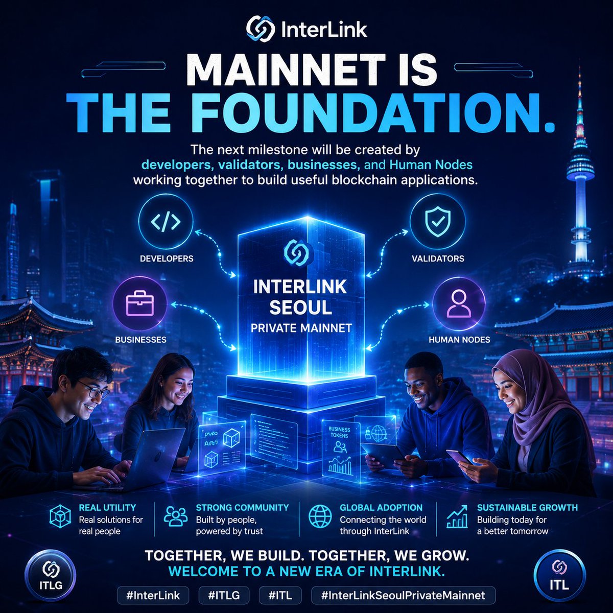 Ismaelyunusa09's tweet photo. Mainnet is the foundation. The next milestone will be created by developers, validators, businesses, and Human Nodes working together to build useful blockchain applications. ⚡ #InterLink #ITLG #ITL #InterLinkSeoulPrivateMainnet https://t.co/kpWF2qMchH