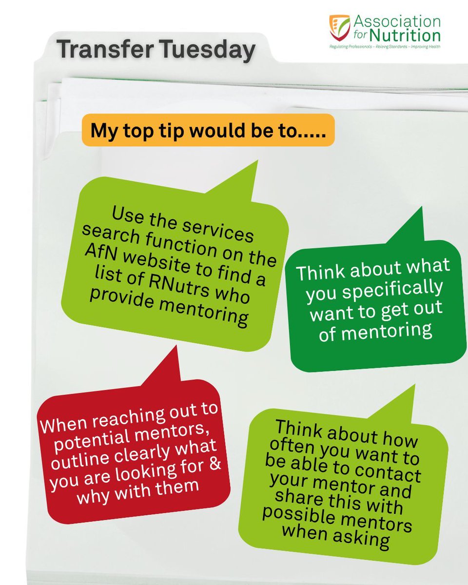 AfN_UK_'s tweet photo. ✨ #TransferTuesday ✨
Post 2 is all about finding a mentor. RNutrs share how the guidance from someone who has walked the journey can help make your journey clearer, calmer and more confident — and where to start looking. You don’t have to do it alone.
#RNutr #Mentorship https://t.co/qJWzAW27eD
