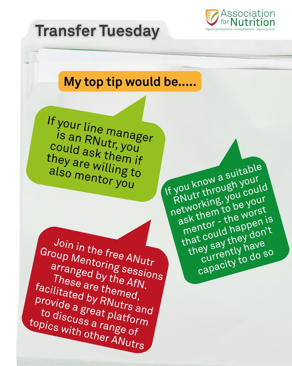 AfN_UK_'s tweet photo. ✨ #TransferTuesday ✨
Post 2 is all about finding a mentor. RNutrs share how the guidance from someone who has walked the journey can help make your journey clearer, calmer and more confident — and where to start looking. You don’t have to do it alone.
#RNutr #Mentorship https://t.co/qJWzAW27eD