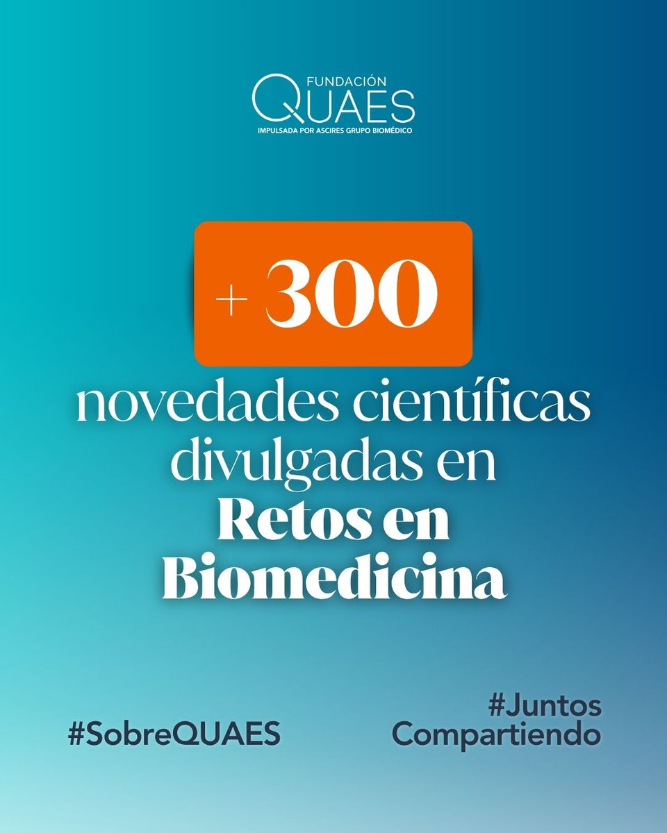 FQuaes's tweet photo. 🔬 +300 avances biomédicos divulgados y +90 artículos originales publicados.

Retos en Biomedicina es el foro semanal de Fundación QUAES para acercar ciencia rigurosa y accesible a la sociedad.

👉 https://t.co/5aDmuQklQM

#SobreQUAES #FundacionQUAES #JuntosCompartiendo https://t.co/tRMKeokR8p