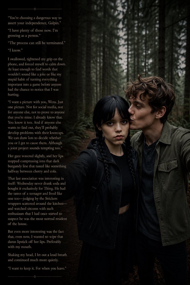 DrSpringRaven's tweet photo. Chapter 13 of Obsession is now available on AO3 — https://t.co/8GJ6boqKJZ

For more details, illustrations, and behind-the-scenes content about the fic, visit my Telegram channel: https://t.co/EdsNnIP7Qz

#Wednesday #TylerGalpin #Weyler #WednesdayAddams #Wyler #AO3 https://t.co/gIdL66v15i