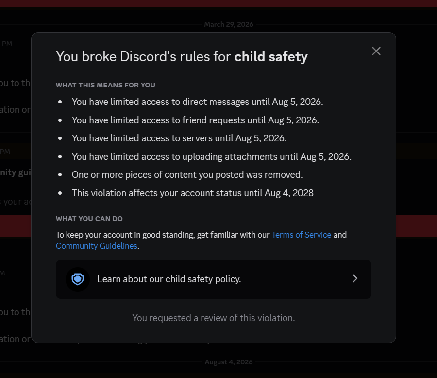 rip_dead32's tweet photo. @discord_support  WHAT THE HELL DID I EVEN DO?! https://t.co/1Dw1b6nvsE