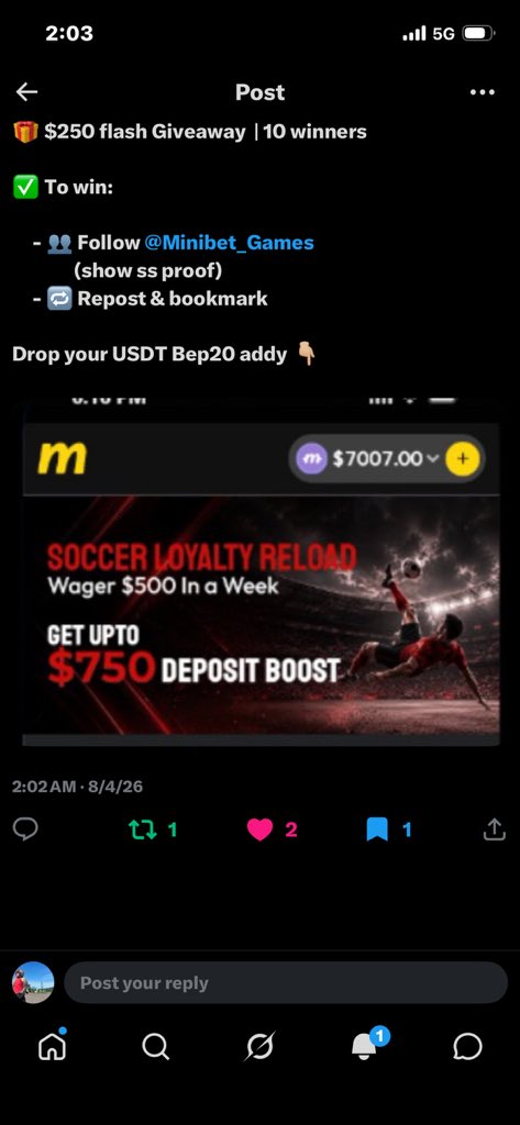 ben_eze_r's tweet photo. @Jia_Crypto01 @Minibet_Games 0x4d7e5d36a5502A1beD11E393419B988116CFA045 https://t.co/CCrHqf91ov