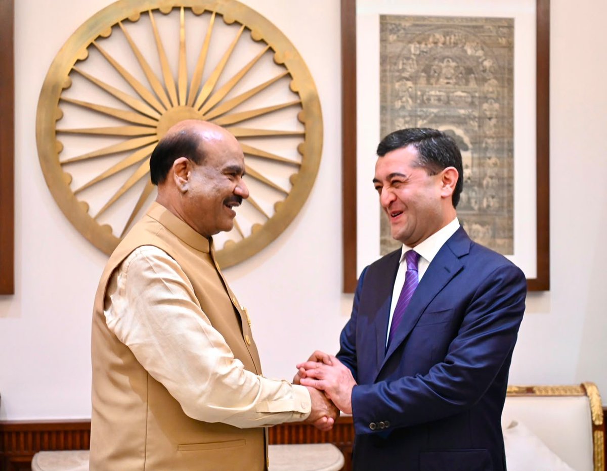 loksabhaspeaker's tweet photo. H.E. Mr. Bakhtiyor Saidov, Minister of Foreign Affairs, Uzbekistan called on Lok Sabha Speaker Shri @ombirlakota at Parliament House today. https://t.co/1m6qwErK3O