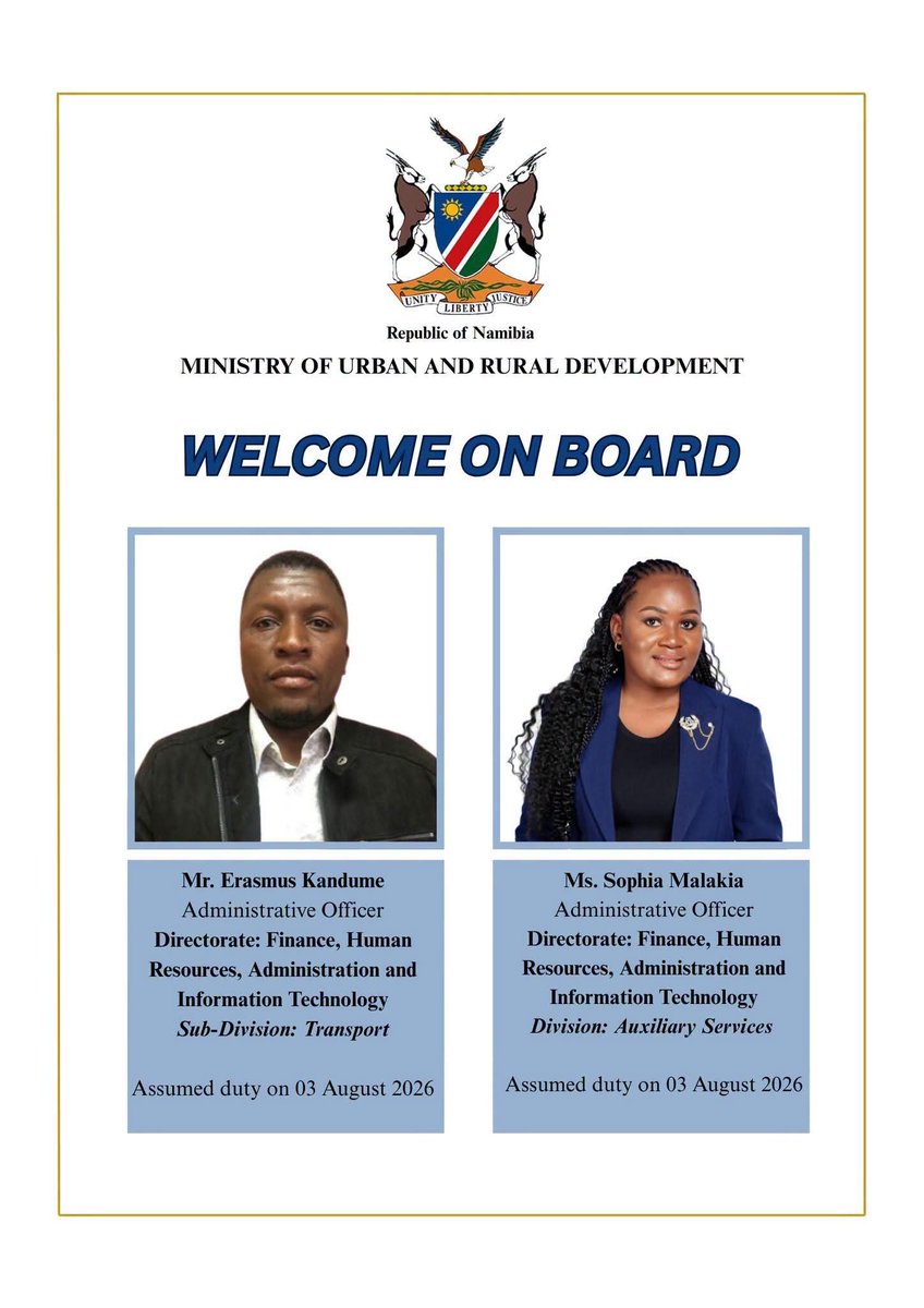 MurdNamibia's tweet photo. Congratulations and welcome to the best team. https://t.co/JoPijxEaLc