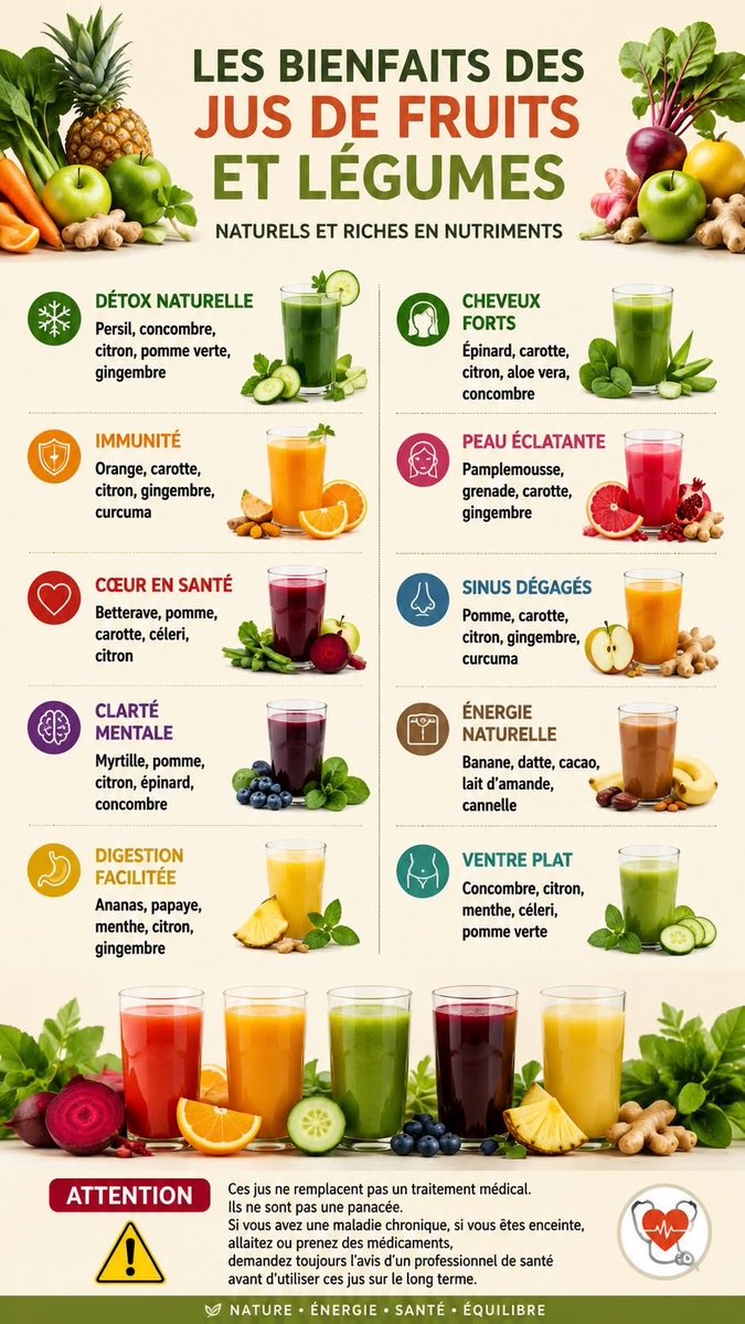 BerbessouLoic's tweet photo. LES BIENFAITS DES JUS DE FRUITS ET LÉGUMES

NATURELS ET RICHES EN NUTRIMENTS https://t.co/MLRJ3Iwzfj