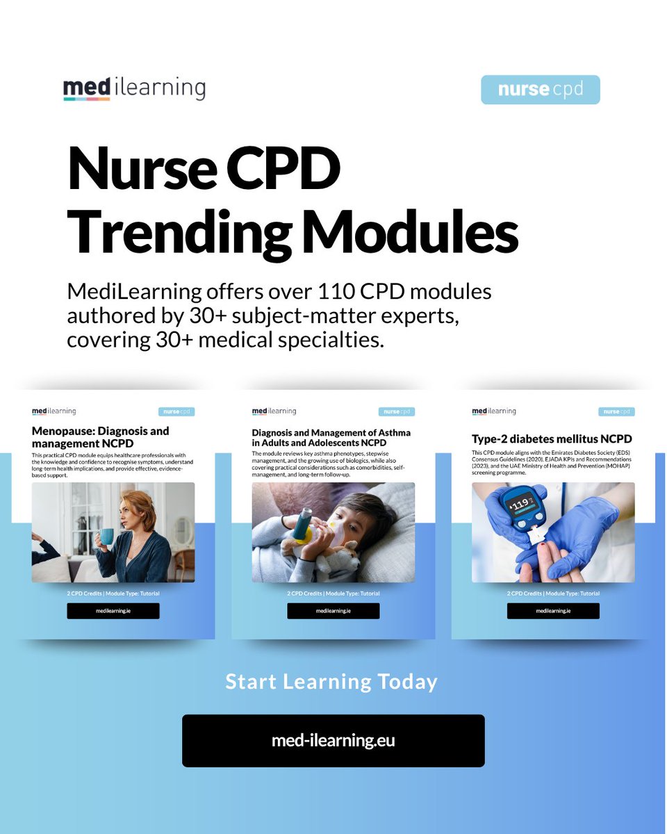 Medilearningint's tweet photo. These are the CPD modules nurses keep coming back to this month. No filler, no jargon, just practical content you can finish at your own pace.

Complete, manage, and track all your CPD activities in one place.
https://t.co/F9Iyb8NTZK https://t.co/NYZX7TIuqL