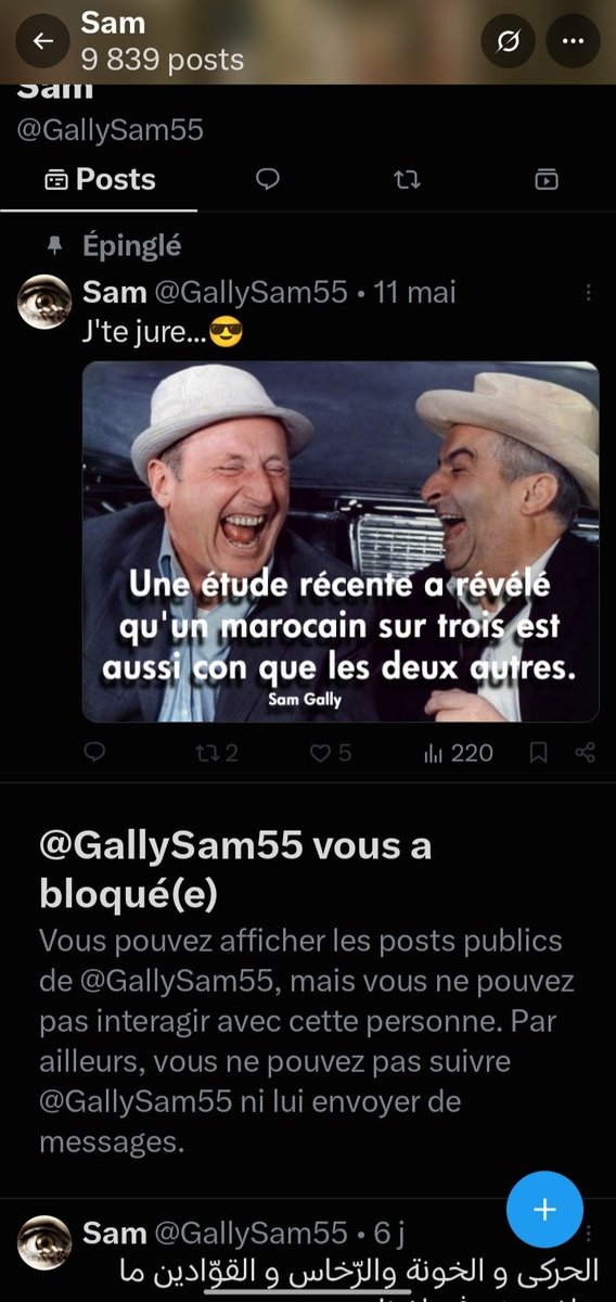 TheBestoft69006's tweet photo. La khba a pris la fuite typiquement harki sa joue les algériens bzaf 3liiik tkoun dzazairi yallah couuuurs harki couuuurs 
@GallySam55 https://t.co/B2y589fHjv