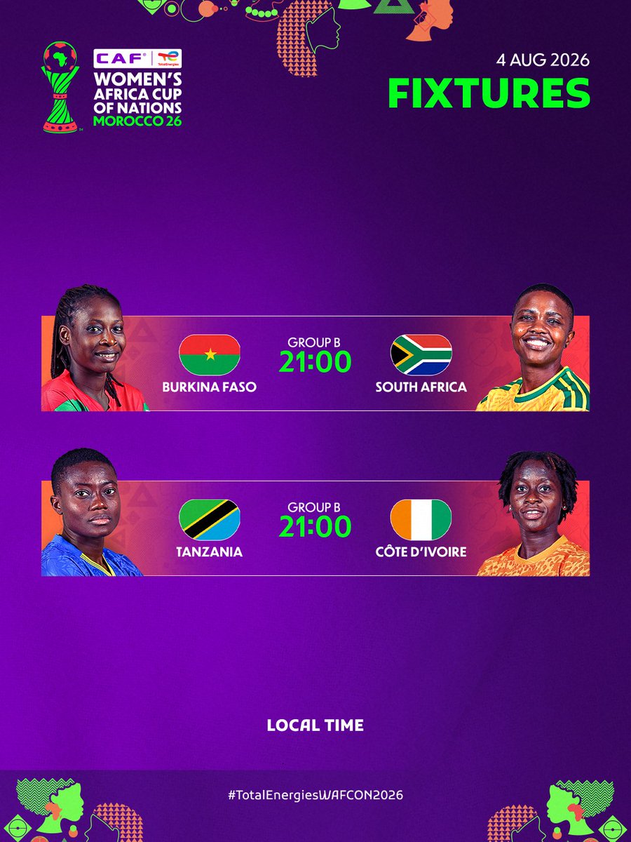 CAFwomen's tweet photo. The race for the quarter-finals continues in Group B. 💫

#TotalEnergiesWAFCON2026 https://t.co/WWvcE7t76d