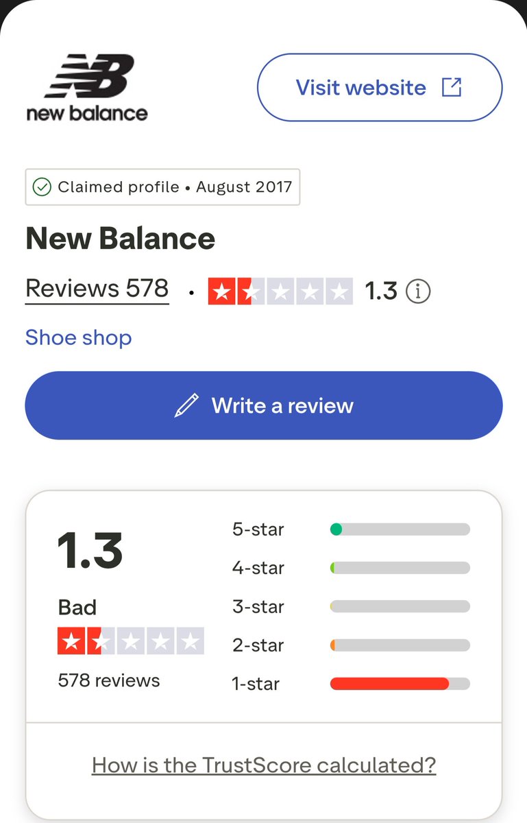 m_zandi's tweet photo. I just had a very poor experience with UK @newbalance customer service and its online shopping, reflecting what others say on Trustpilot. @newbalance raise up your game.
#newbalance
#CustomerSupport
#reviews https://t.co/kA6c6WaOAe