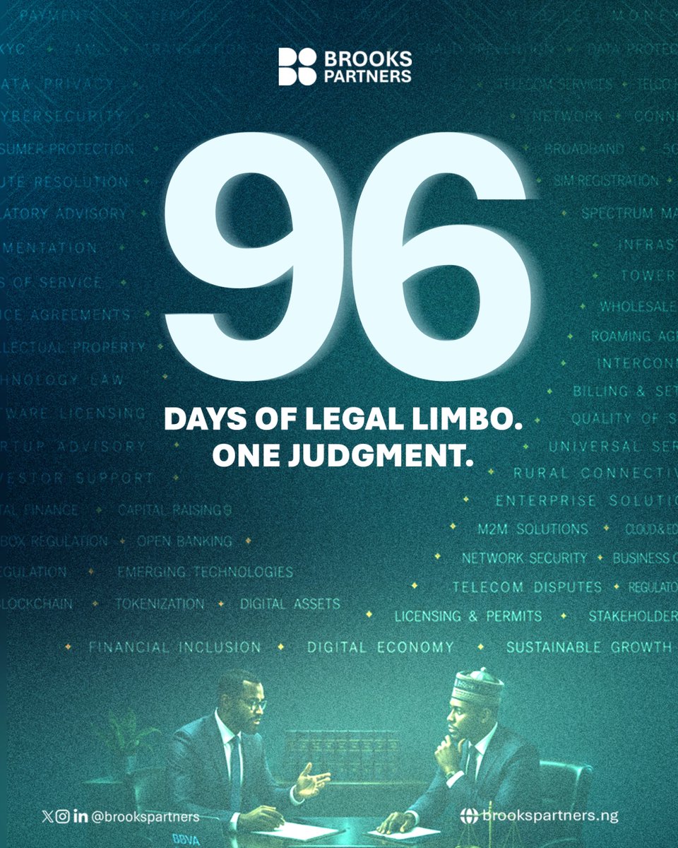 Brooks_Partners's tweet photo. 96 days of legal uncertainty. One judgment with lasting implications.
Our latest publication breaks down the Federal High Court’s ruling on the DEON Regulations and what it means for fintechs, telecos and digital platforms.
Download the full article.
#brookspartners #Fintech https://t.co/jOCLppakj1