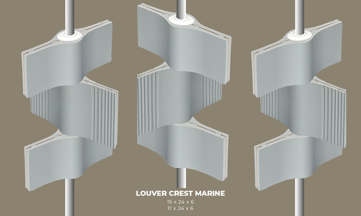 NatucerOnda's tweet photo. Louver Crest resuelve un gran reto de diseño exterior: regular luz, sombra y ventilación sin renunciar a la estética. Sus piezas modulares giran sobre un tubo central. Tono Marine, fresco y contemporáneo. Ideal para fachadas y celosías. https://t.co/DyNfIOieUt