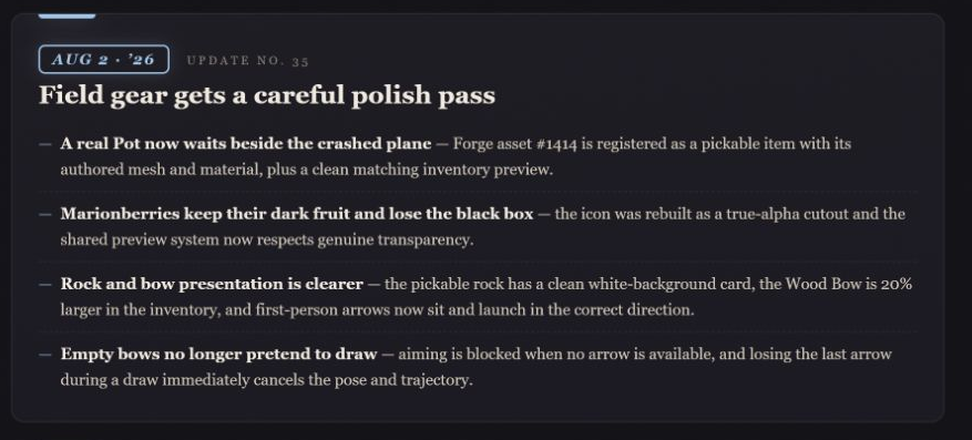 blackthornlabs's tweet photo. Dev Log 35: Field gear gets a careful polish pass.

Full notes: https://t.co/beaY2TpiUS

#MinusZero #UE5 #IndieDev https://t.co/XKbdAe97Iy
