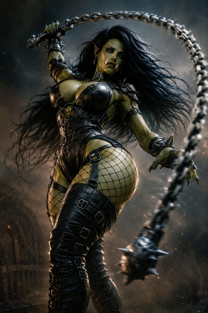 Aicreator17's tweet photo. Designation No. 027 β The Iron Lash
βοΈ View all warriors β #OrcCreator #OneOfTheHundred βοΈ #Zargates
Long before warriors learned to fear the sound of marching armies...
they learned to fear the whistle of her chain.
Where others relied on shields,
she mastered a weapon that ignored them.
Every swing is calculated.
Every strike finds its mark.
She never wastes movement.
She never gives her prey a second chance.
Her chain is more than a weapon.
It is reach. Control. Judgment.
Enemy captains, cavalry, even towering beasts...
they discover too late that there is nowhere to hide when the Iron Lash begins to dance.
She does not charge into battle.
She pulls the battle to her.
One crack. One victim. One more enemy dragged before the Horde.