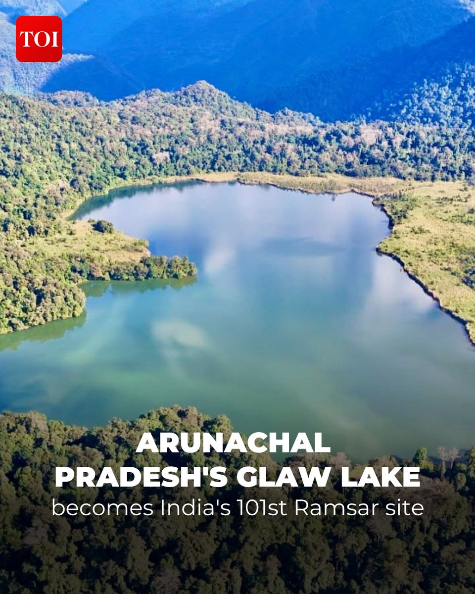 timesofindia's tweet photo. Arunachal Pradesh's Glaw Lake has been designated as India's 101st Ramsar Site, becoming the state's first wetland of international importance under the Ramsar Convention, Union environment minister Bhupender Yadav announced on Monday.

Details here 🔗https://t.co/FshLa2TKZ7
India and the world, at your fingertips — TOI App 👉 https://t.co/ogFaRsVinV

#ArunachalPradesh #GlawLake #RamsarSite #Wetlands #IndiaNews
