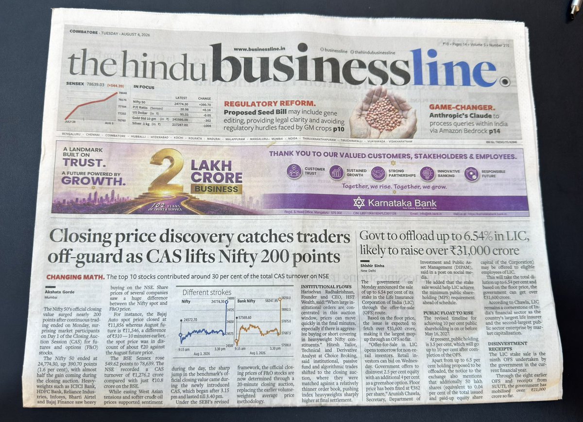 hstradeschool's tweet photo. Dreams do come true. 🥹❤️

Seeing my commentary featured on the front page of The Hindu BusinessLine is a moment I’ll cherish forever.

As the Founder & CEO of @HSTwealth , this is not just a personal milestone it is a recognition of the trust our clients, readers, and well-wishers have placed in us.

My heartfelt gratitude to the Editors and the entire BusinessLine team for carrying our market views on such a prestigious platform.

Thank you to everyone who has been part of this journey. This is only the beginning. We remain committed to delivering unbiased, research-driven insights to investors across India.

Grateful. Humbled. Motivated. 🙏🥹

@businessline 

#BusinessLine #TheHinduBusinessLine #HSTWealth #MarketCommentary #ResearchAnalyst #IndianMarkets #Gratitude #Milestone #SEBIRegisteredResearchAnalyst