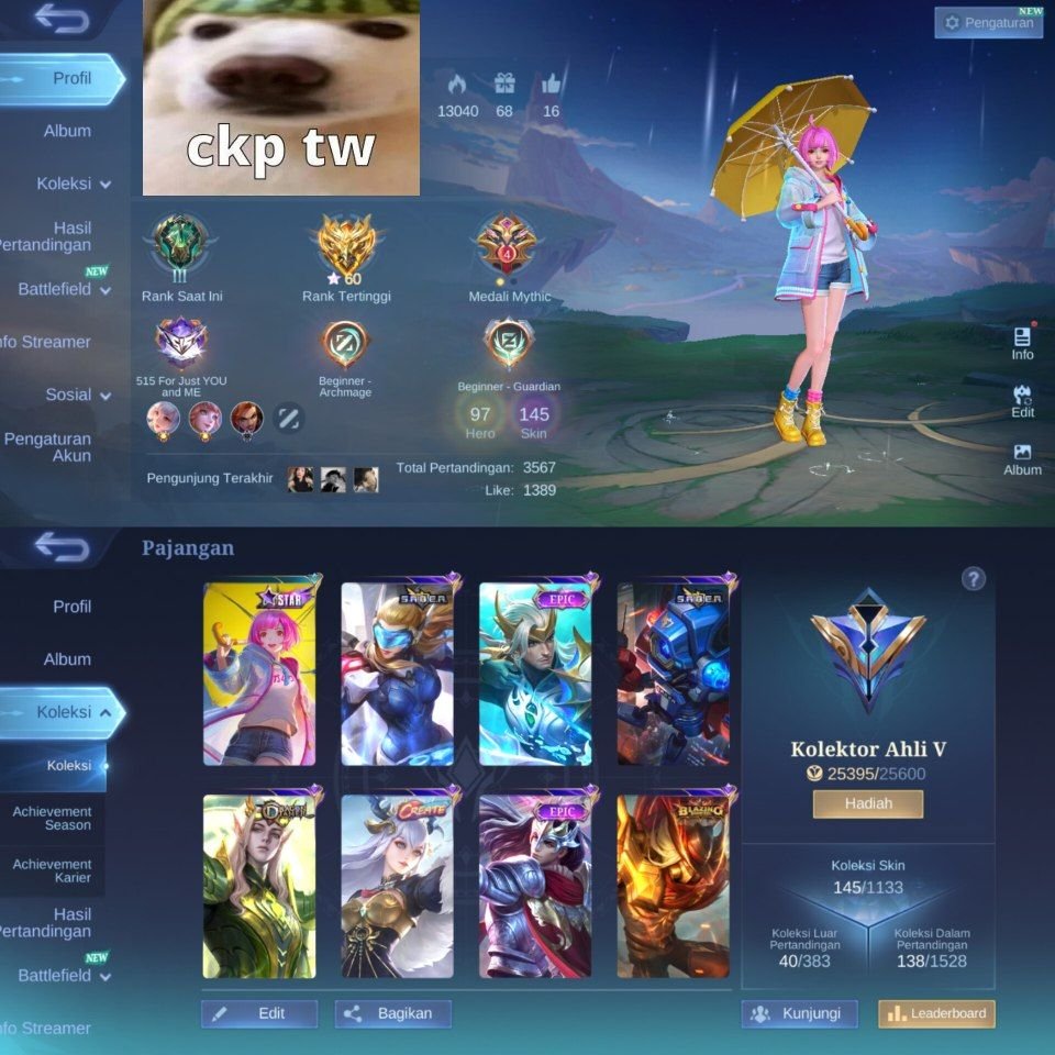 kebethere's tweet photo. WTS AKUN ML

Monsep (sgmail), -plat &amp; kgm 13day, star kagura kadita miya, create odette, epic + special rame, wr lumayan, season ini 13 match doang
90K dm https://t.co/p7940OskRa