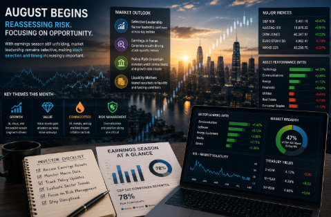 GwkxCapitalLLC's tweet photo. As August begins, investors are reassessing risk across growth, value, and commodities. With earnings season still unfolding, market leadership remains selective, making stock selection and timing increasingly important. https://t.co/jwJ64NpE64