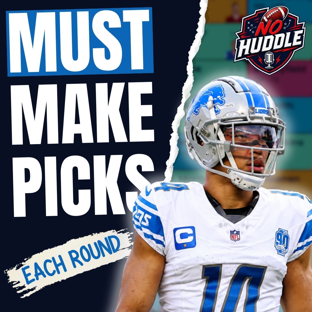 NoHuddleSC's tweet photo. We’re getting into the HEAT of it with this one 🚒 

Triple threat with the hosts as we dissect each round based on current ADP for Half PPR 1QB formats & find our MUST draft guys 

Who’s your CANT MISS guy at this point of the draft szn? 

Check it out right here 👇 
📺; https://t.co/cV1QZWr1tI