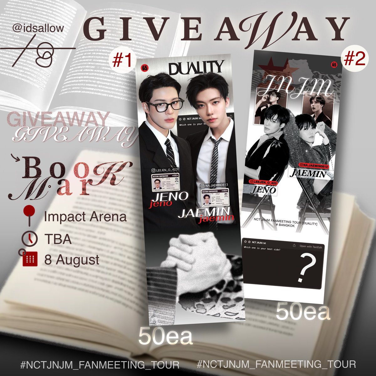 IdSallow's tweet photo. pls rt 💫
GIVEAWAY ~*
ที่คั่นหนังสือ #.รักการอ่าน

🫯สุ่มแจกคนละ 1 ใบ เพราะมีแค่อย่างละ 50 ใบเต้าอั้น

(ถ้าของมาทันวันที่ 7 ก็อาจจะมีไปแจกวันที่ 7 ด้วย) 

กติกา: คนไทยพูดไปเรื่อย เพราะงั้นพูดไรก็ได้ค่ะรู้กัน

#NCTJNJM_FANMEETING_TOUR #NCTJNJM_FANMEETING_TOUR_DUALITY https://t.co/0DGGwoTONi