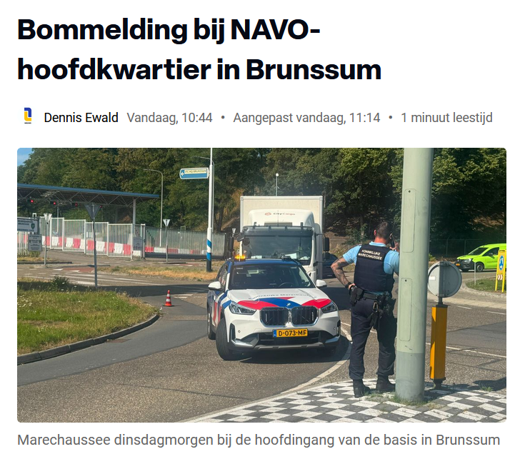 Bommelding bij NAVO-hoofdkwartier in Brunssum