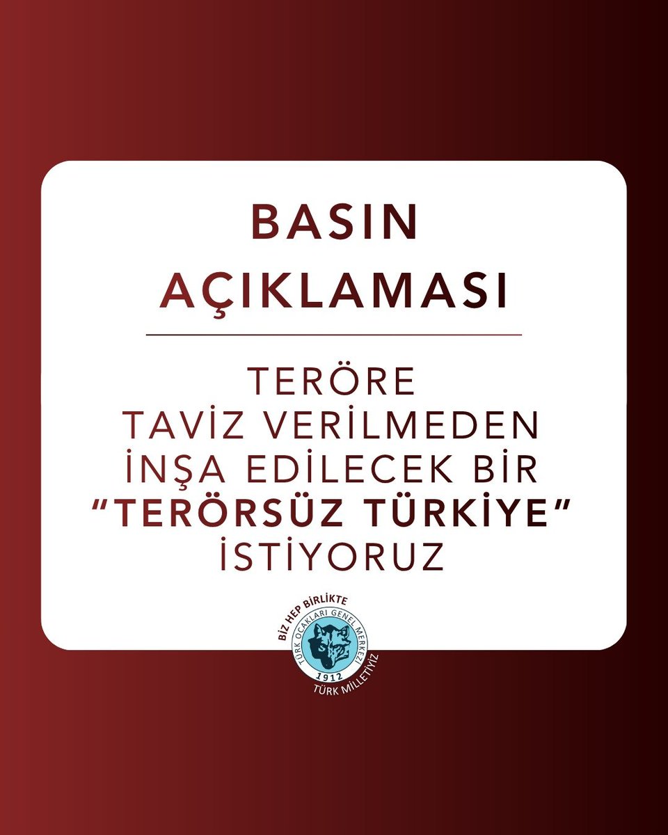 turkocaklari's tweet photo. BASIN AÇIKLAMASI
Teröre Taviz Verilmeden İnşa Edilecek Bir "Terörsüz Türkiye" İstiyoruz
📌https://t.co/Xn8ZTuttc9 https://t.co/x2IRcn1udF