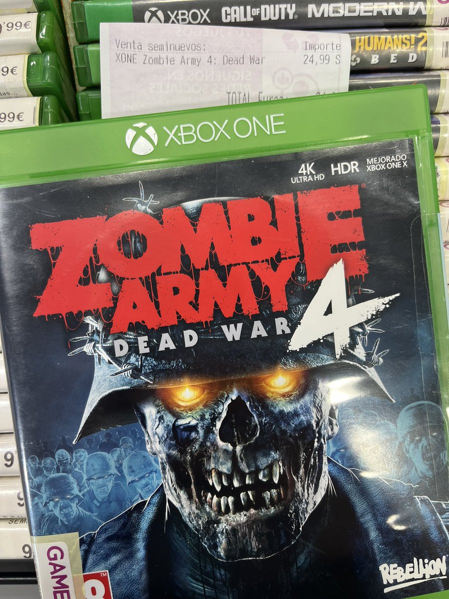 evilreiju's tweet photo. Compra del día en @VideojuegosGAME un juego de @Rebellion con el que reventar las cabezas de los zombies es puro disfrute 🎯 💀 jajaja por fin en mis manos el @zombiearmy para mi colección de @XBOX  🎮 💚😊🫶🏻 https://t.co/zZ9P3Az6nD