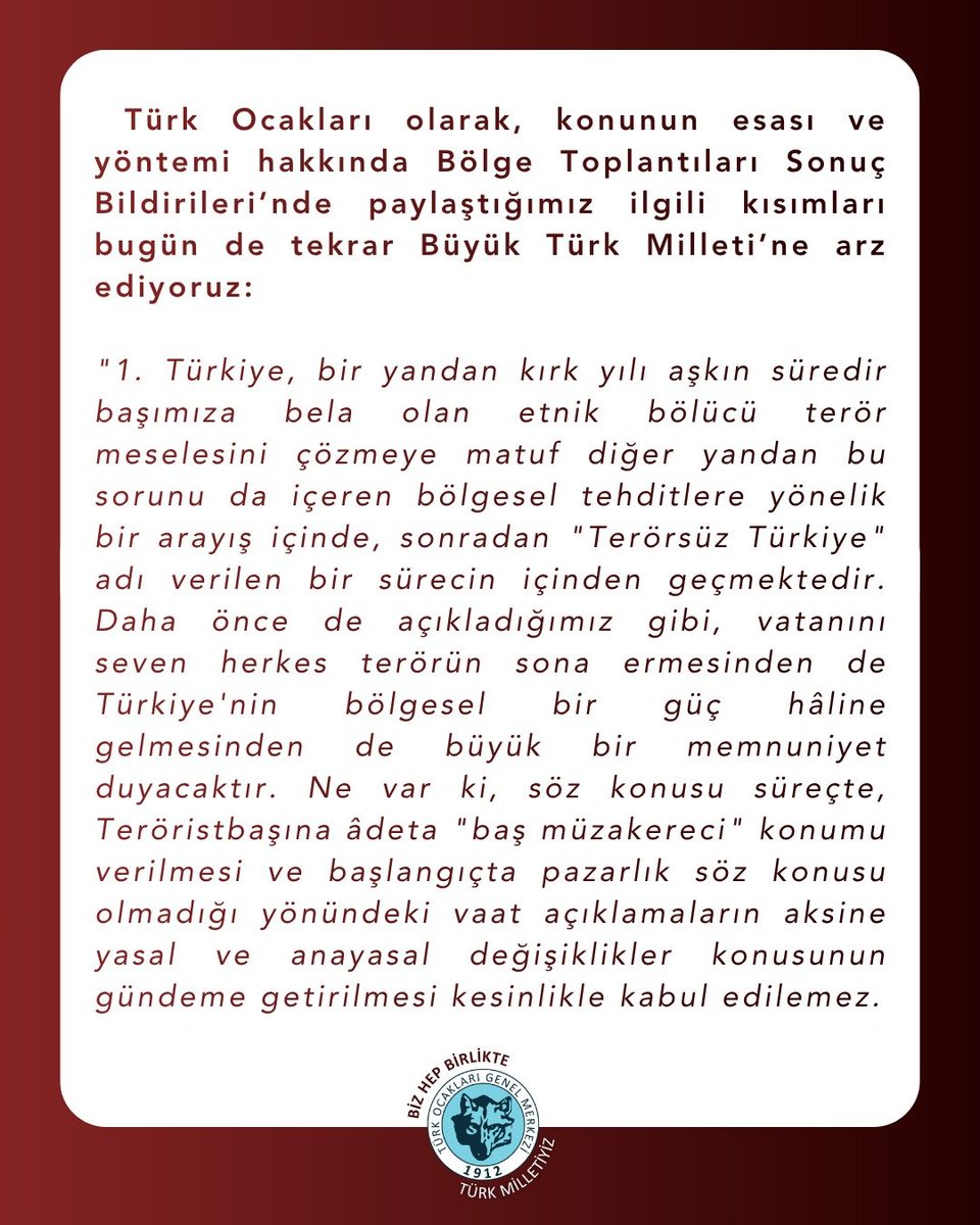turkocaklari's tweet photo. BASIN AÇIKLAMASI
Teröre Taviz Verilmeden İnşa Edilecek Bir "Terörsüz Türkiye" İstiyoruz
📌https://t.co/Xn8ZTuttc9 https://t.co/x2IRcn1udF