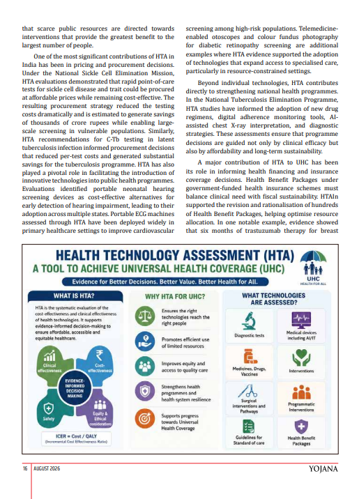 DeptHealthRes's tweet photo. How can India achieve equitable, evidence-based and cost-effective healthcare for all?
Read the article "Health Technology Assessment: A Strategic Tool for Achieving Universal Health Coverage in India" by Dr. Rajiv Bahl, Secretary, DHR & DG, ICMR in the August issue of Yojana. https://t.co/9XWn6NWAi0