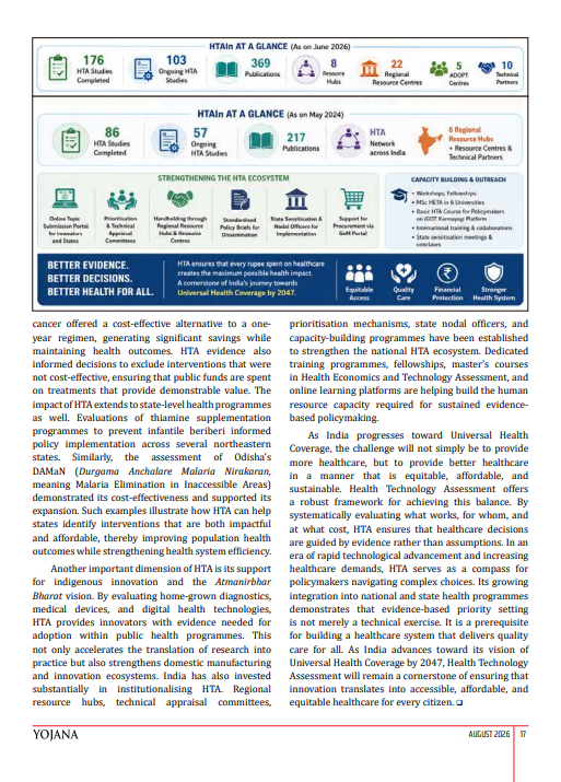 DeptHealthRes's tweet photo. How can India achieve equitable, evidence-based and cost-effective healthcare for all?
Read the article "Health Technology Assessment: A Strategic Tool for Achieving Universal Health Coverage in India" by Dr. Rajiv Bahl, Secretary, DHR & DG, ICMR in the August issue of Yojana. https://t.co/9XWn6NWAi0