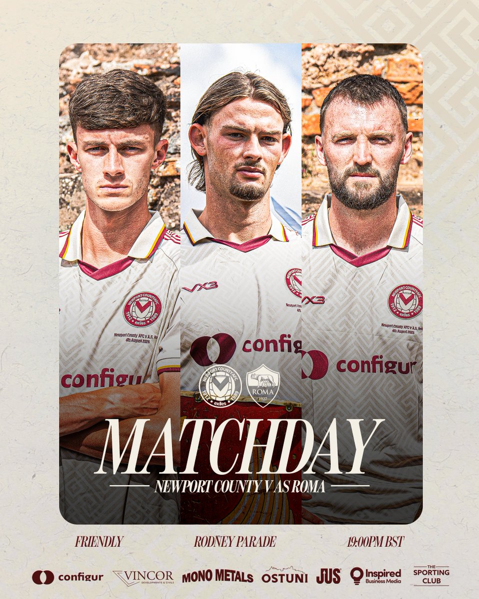 NewportCounty's tweet photo. 🏴󠁧󠁢󠁷󠁬󠁳󠁿 𝐌𝐚𝐭𝐜𝐡𝐝𝐚𝐲 🇮🇹

🆚 @OfficialASRoma  
🏟️ Rodney Parade
🕖 7pm kick-off
🎟️ https://t.co/4pvPWI61j0

A historic night awaits as Hayden Mullins takes charge at Rodney Parade for the first time 🙌

Let's make it one to remember 🧡

#OneClubOneCounty https://t.co/gHUel3sft6