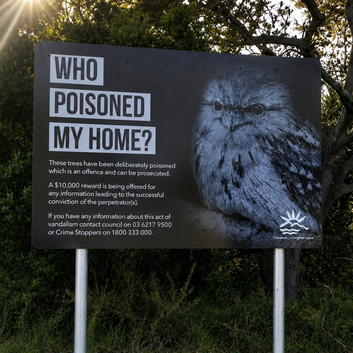 AMAZlNGNATURE's tweet photo. If someone illegally cuts down a tree for a better view in Australia, local councils install a sign to block the view https://t.co/r35LnjwtrL