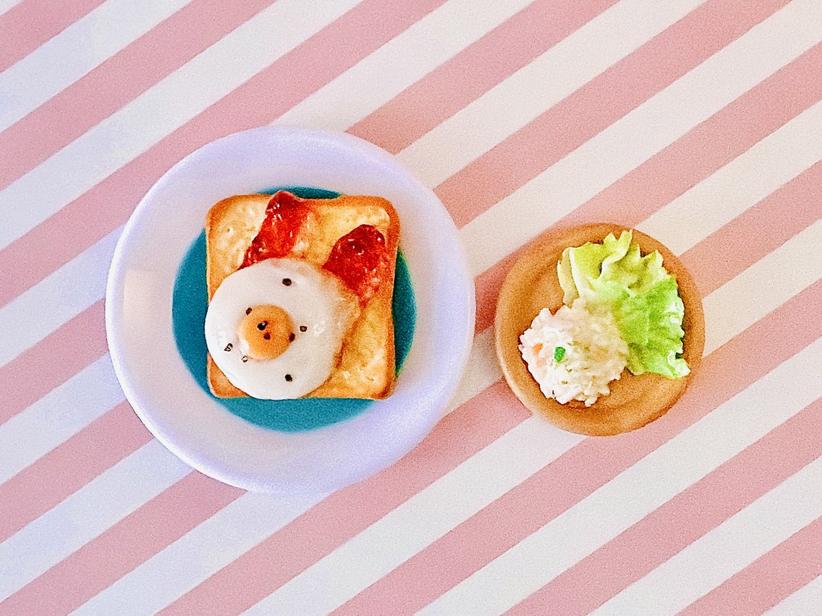 _colorfulspace_'s tweet photo. 【🍞モーニングプレートセット🥗】

◉マルゲリータトースト＋スクランブルエッグサラダ
◉バタートースト＋プレーンサラダ
◉ベーコンエッグトースト＋ポテトサラダ

サラダとトーストのセットにしてみました♪
サラダに使うフォークもつけたいので只今製作中です🍴
少しお待ちください✨ https://t.co/O1vRcGFPsg
