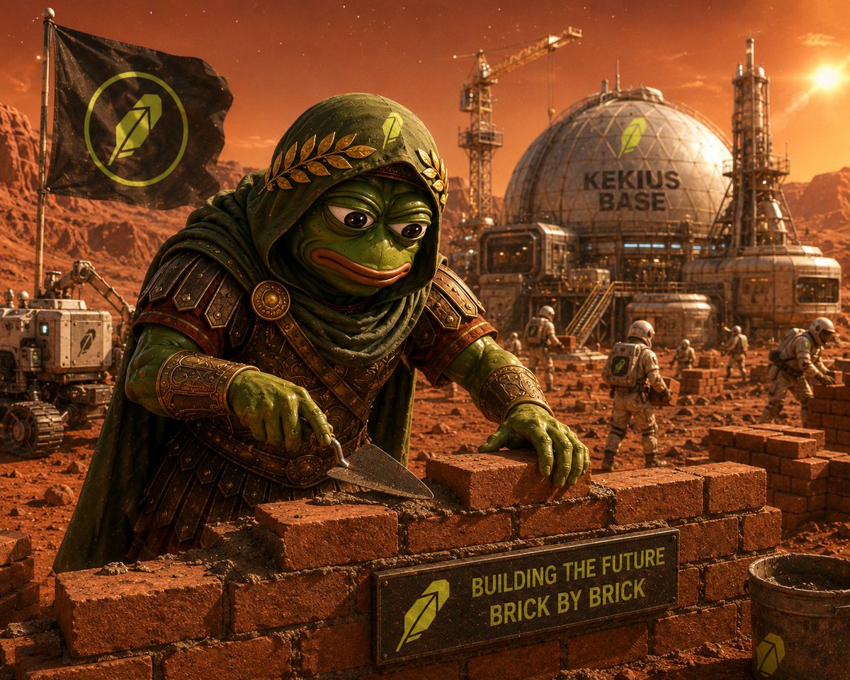 KEKIUS_OG_RH's tweet photo. GM. 

One more day to build.

We're not quiet—we're working.

Brick by brick, step by step, with patience and conviction.

If you're looking to build something that lasts, with no team of farmers, you already know where to find us.

🐸⚔️👑 https://t.co/Z7hQROg8UM