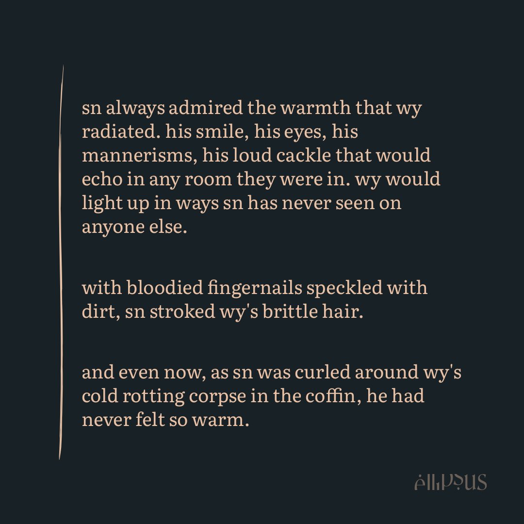 matzmoonn's tweet photo. cw // corpse, bereavement, blood

🌑⚰️

this is me trying to get back into writing https://t.co/OQNfyDyJoR