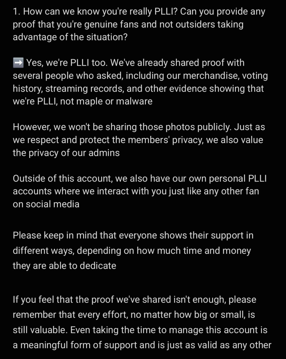 PLVPROTECT's tweet photo. Since we've received many similar questions via DM, we'd like to address the following points to help ease any concerns among PLLI and hopefully clear up any questions about the admins behind this account

We hope this explanation is easy to understand 💙💜💗❤️🖤 https://t.co/tHdeqRlKdO