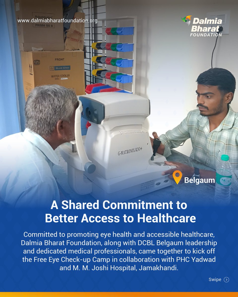 Dalmia_DBF's tweet photo. Dalmia Bharat Foundation, Belgaum, partnered with PHC Yadwad and MM Joshi Hospital to host a Free Eye Check-up Camp. 145 beneficiaries received eye screenings and consultations. Swipe through to see highlights, led by our dedicated leadership and medical teams. 
#healthcareforall https://t.co/NJ5EJBBXAc